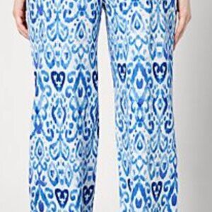 Cabana knit flowy blue and white beach pants by Belle by Kim Gravel size 1X